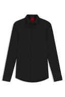 HUGO Camicia da uomo Kenno slim fit in jersey elasticizzato, Nero , 39 - 1