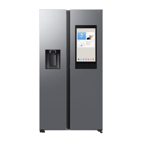 Samsung Frigorifero Side by Side Family Hub RS90F67BET/EF con Dispenser Acqua/Ghiaccio, Wifi con AI Energy Mode, Smart Cooling, SpaceMax, 614 L, LxAxP: 91,2 x 178,4 x 72,6 cm, Metal Inox