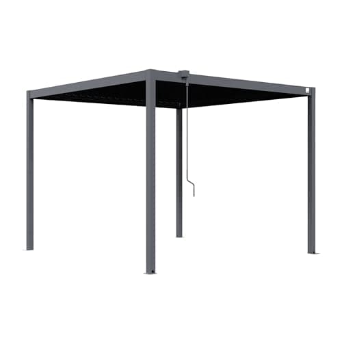 PRIMEYARD Pergola 3x3 m Pfosten und Lamellendach aus Stahl - anthrazitfarbene Terrassenüberdachung