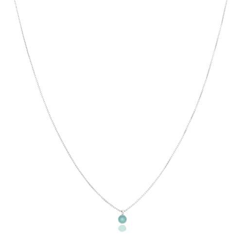 MALU MAIESE - Collar Mini Stones Plata 925, Colgante Minimalista con Piedra Semi Preciosa, Cadena Veneciana Plata y Mineral, Regalo Perfecto para Mujer (Calcedonia Azul, 40 cm en Plateado)