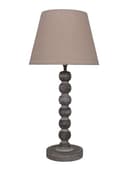 AcaciaHome Modern Tall Wooden Washed Table Lamp - Traditional Shabby Chic Design with Taupe Linen Shade, Wood Effect Finish for Living Rooms, Bedrooms, or Hallways Decor (42cm Dark Grey with Shade) - 1