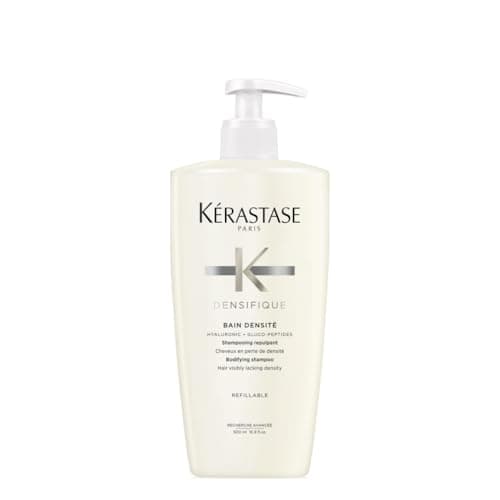 Kérastase Densifique Femme, Champú Densificante, Aumenta el Volumen, Corporiza y Revitaliza la Fibra, Enriquecido con Ácido hialurónico y Glucopéptidos, Cabello Fino y Debilitado, Bain Densité, 500 ml