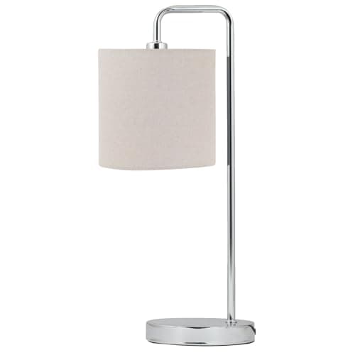Arched Table Lamp or Bedside Light, Modern Design, Natural Linen Shade, Height 46cm, LED Compatible