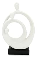 Elegante escultura « Familia » - Moderna figura de cerámica de 34 cm - Decoración intemporal para el salón y para el nacimiento - Estatua decorativa en blanco y negro - 6