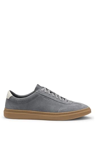 Boss Zapatillas Kieran Tenn para Hombre de Gamuza con Suela de Goma, Talla, Gris Claro, 41 EU