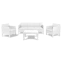 Toomax Set Salotto da giardino Matilde 5 posti bianco, in plastica resistente effetto rattan, 2 poltrone con schienale ergonomico, divano da 3 posti e tavolo, ideale per spazi esterni - 1