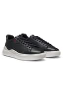 HUGO Mens Blake Tenn Cupsole Trainers in Smooth Leather Size 7 Black - 4