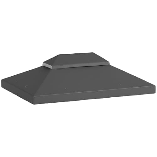 Outsunny Ersatzdach für Pavillon 3 x 4m, wasserdicht PVC Beschichtung Pavillondach, Doppeldach Ersatzbezug für Gartenpavillon, Ersatzteile aus Oxford-Stoff, 370 g/m², Dunkelgrau