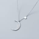 925 Collana in Argento Pendente Alla Moda Stella Luna Diamante Breve Collare Catena, FUBUKIOF, Collana in argento S925 - 1