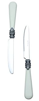 EXZACT Cubertería de 20 Piezas en Acero Inoxidable/Cubiertos con Asas de Color con mango detallado, tradicional, elegante, estilo vintage/antiguo (WF28-20CRM Crema x 20) - 6