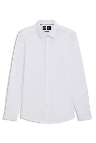 BOSS Herren P-HANK-s-C1-222 Slim-Fit Hemd aus Baumwoll-Mix mit Performance-Stretch Weiß 41