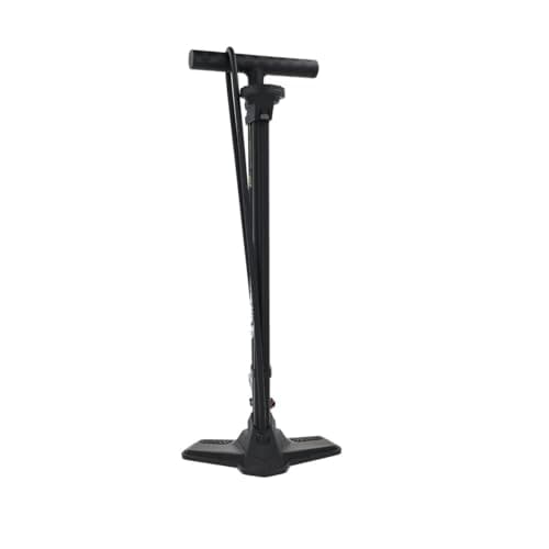 MICHELIN - Pompa a pedale con compressore AIR Tank TUBELESS - Doppia funzione per pneumatici tubeless e con camera d'aria - Manometro analogico - Corpo in acciaio - Compatibile con valvole Presta