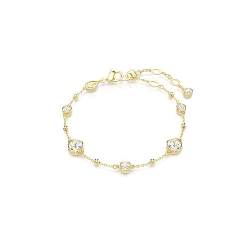 Swarovski Imber Armband, Weißes, Vergoldetes Damenarmband mit Strahlenden Rundkristallen und Schimmernden Metalltropfen