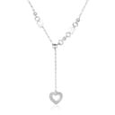 ALEXCRAFT Y Halskette Sterling Silber 925 Ketten für Damen Frauen, Schiebekette Lange Verstellbare Halsketten mit Zirkonia Herz Anhänger Charm Verschiebbar Y Halskette Mode Schmuck Silber Ketten Boho - 2