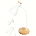 Schreibtischlampe Holz Weiß – Verstellbare Tischlampe mit flexiblem Arm & stabilem Holzfuß – Ideal als Nachttischlampe, Leselampe oder Deko-Licht für Schlafzimmer, Wohnzimmer & Büro (White, 1 Pack) - 7