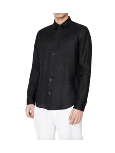 Armani Exchange Men's Regular, Sur Ton Embroidered Logo Shirt, black