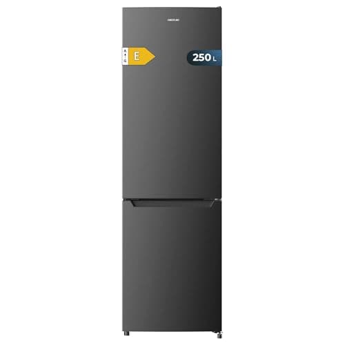 Cecotec Frigorífico Combi Bolero CoolMarket Combi 250 Dark E. Clase Energética E Frigorífico Combi Inox Oscuro 180X55Cm, 250L, No Frost, Multi Air Flow Y Cajón Humidity Box