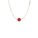 Catenina argento 925 rodiato dorato o ramato con ciondolo sfera pallina 6 mm corallo naturale rosso pendente minimal gioiello artigianale ragazza donna elegante (Argento ramato) - 2