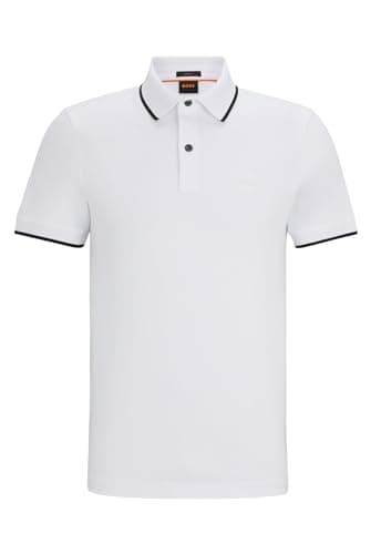 BOSS Mens Passertip Logo-Patch Slim-fit Polo Shirt in Stretch Cotton