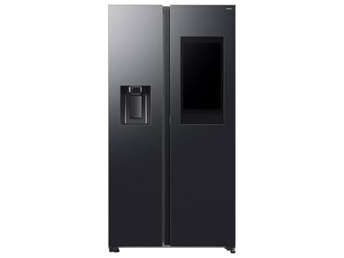 Samsung RS90F66BEFEF - Frigorifero side-by-side AI con congelatore, 178 cm, 614 l, erogatore di gelato/acqua con attacco per acqua, Family Hub, AI Energy & Voice Control, Black Steel