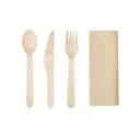 Pack 250 Sets de Cubiertos Desechables Ecológicos de Madera | Cuchara Tenedor Cuchillo y Servilleta | Cubiertos Take Away para Hostelería y Eventos - 3