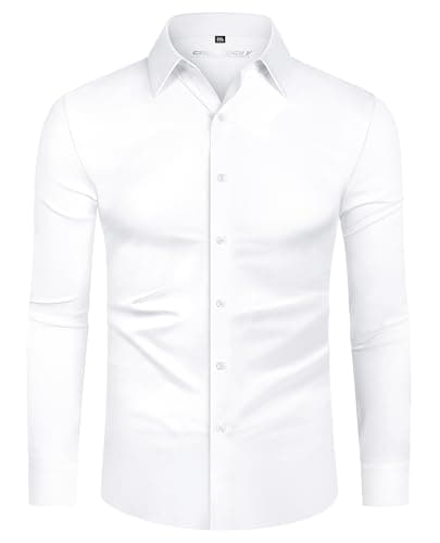 DEMEANOR Hemd Herren Stretch Langarm Slim Fit Hemden Businesshemden für Herren Bügelleichtes Freizeithemd