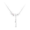 925 Silber Muschel Kirschblüte Lange Quaste Halskette für Frauen Temperament Herz Schlüsselbein Kette Halskette Frauen - 1