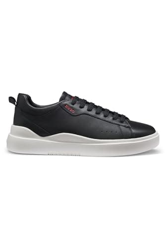 HUGO Mens Blake Tenn Cupsole Trainers in Smooth Leather Size 9 Black