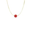 Catenina argento 925 rodiato dorato o ramato con ciondolo sfera pallina 6 mm corallo naturale rosso pendente minimal gioiello artigianale ragazza donna elegante (Argento dorato) - 2