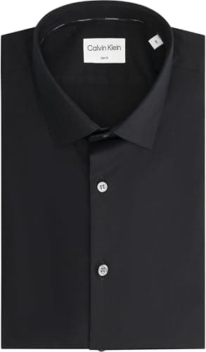 Calvin Klein Camicia da Uomo Slim ESNTL Poplin NOS STR SLD, Nero (Nero), L