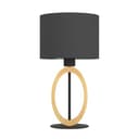 Eglo Basildon 1 - Lampada da Tavolo Minimalista in Legno, Tessuto e Metallo - Da Comodino e Soggiorno - Natura, Nero - Con Interruttore, E27 - 2