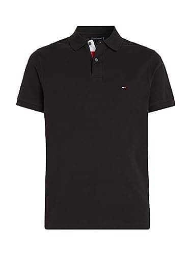 Tommy Hilfiger Men's Regular Fit Short Sleeve Polo Shirt, Black (Black), S