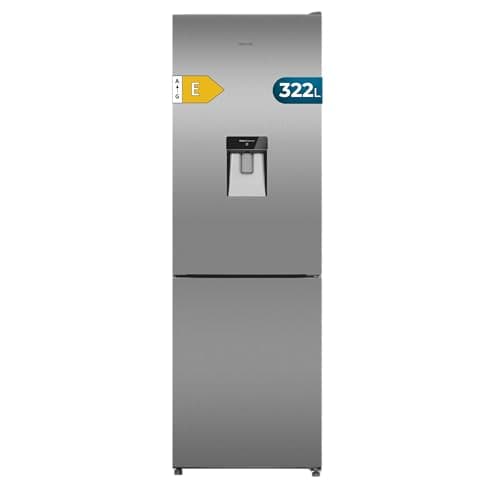 Cecotec Frigorífico Combi Total No Frost de 322L Bolero CoolMarket Combi 322i WD Inox E. 185,5 cm de Alto, 59,5 cm de Ancho, Clase E, Tecnología Multi Airflow, HumidityFlex HUB, LED Interior, Inox