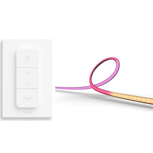 Philips Hue Play Gradient Lightstrip 65" + Dimmschalter V2 – Synchronisiert Licht mit dem TV (Hue Sync Box erforderlich), kompatibel mit Alexa, Google Assistant & Apple HomeKit