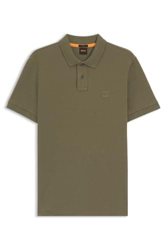 BOSS Men's Passenger Slim Fit Stretch Cotton Polo Shirt with Logo Patch, 342open green