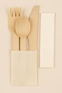 Set Posate Usa e Getta Imbustate - Posate Monouso in Legno 16 CM,Cucchiaio Forchetta Coltello Biodegradabili - no plastica - con Salvietta e Forchette Usa e Getta (50 pezzi) - 9