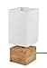 Reality Leuchten Woody R50171030 - Lampada da tavolo in legno marrone, paralume in tessuto bianco, 1 x E14, 12 x 12 cm - 1