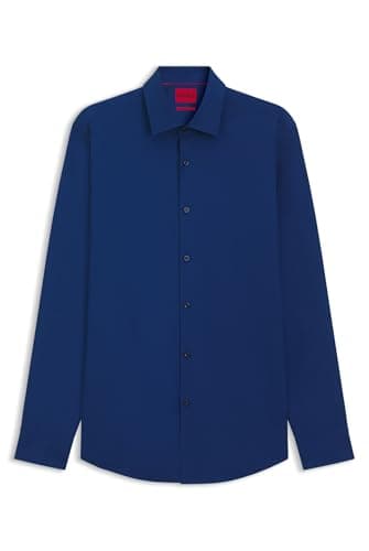 HUGO Herren Kenno Slim-Fit Hemd aus bügelleichter Baumwoll-Popeline Hellblau 39
