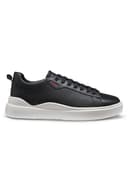HUGO Mens Blake Tenn Cupsole Trainers in Smooth Leather Size 7 Black - 1