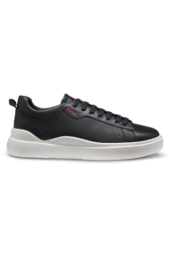 HUGO Mens Blake Tenn Cupsole Trainers in Smooth Leather Size 7 Black