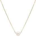 Generico Collana Donna con Perla d'Acqua Dolce Naturale e Catena Veneziana in Argento 925 Placcato Oro 18kt Girocollo Punto Luce Perla di Fiume Pendente Sospeso Elegante (45, Centimetri) - 1