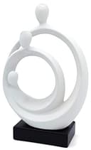 Elegante escultura « Familia » - Moderna figura de cerámica de 34 cm - Decoración intemporal para el salón y para el nacimiento - Estatua decorativa en blanco y negro - 1