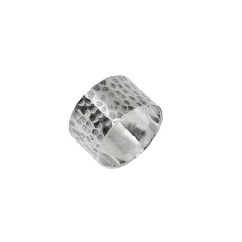 Anello a Banda Martellato in Argento Sterling 925 per Uomini e Donna, Design Rustico Moderno di 11,5 mm, Gioielli di Moda Artigianali, Misurare 17