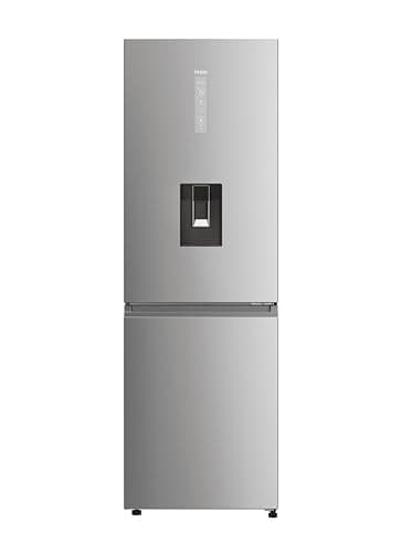 Haier 2D 60 Series 5 Pro Freestanding Fridge Freezer 60/40 with Water Dispenser, 2 Doors, D Class, Total No Frost, 349L Total Capacity, hOn App, AI & Wi-Fi Connected, Inox, 60x67x185 cm - HDPW5618DWPK