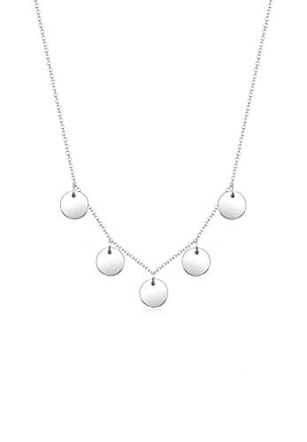 Elli Women's 925 Sterling Silver Circle Geo Plate Minimal Necklace of Length 45 cm