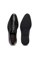 HUGO Mens Kerr Derb Derby Shoes in Nappa Leather with Embossed Logo Size 7 Black - 5