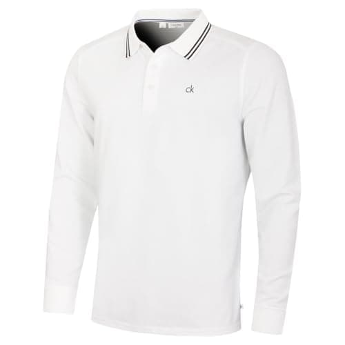 Calvin Klein Mens Campus Long Sleeve Polo Shirt - White - L