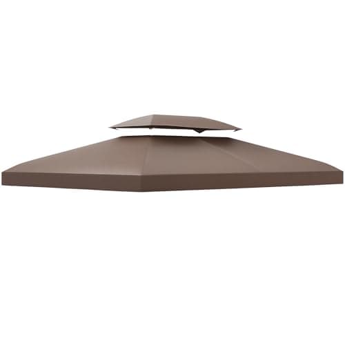 Outsunny 3x4m Gazebo Replacement Roof Canopy 2 Tier Top UV Cover Garden Patio Outdoor Sun Awning Shelters, Brown (TOP COVER ONLY)
