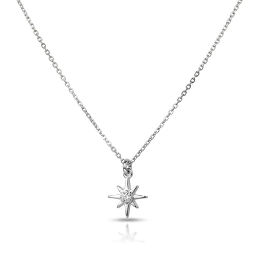 Annika Bella Collana Stella, piccolo ciondolo a forma di stella polare in zirconi cubici, catena in argento Sterling 925, collane celestiali, gioielli da donna, regalo per lei (1 pezzo)