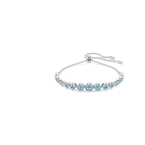 Swarovski Pulsera Tennis Imber, Tallas redondas combinadas, Azul, Baño de rodio